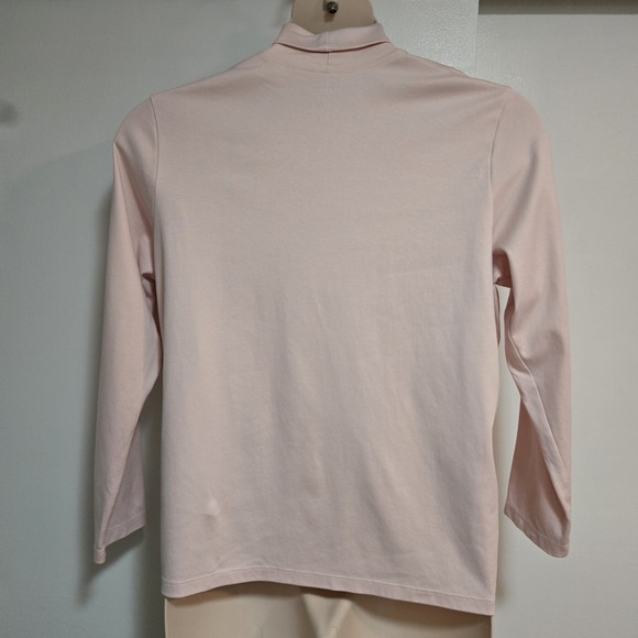 LL Bean Size 1X Light Pale Pink 100% Supima Cotton Turtleneck  214986 - Picture 4 of 5